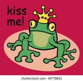 Frog Prince says kiss me! - vector illustration