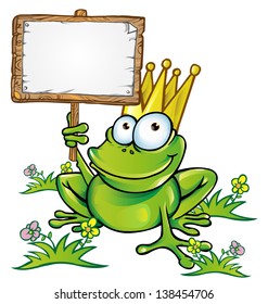 frog prince with signboard