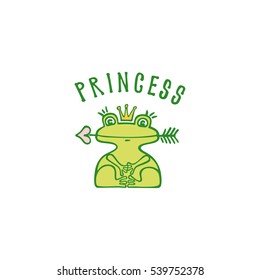 frog princess with a crown and arrow, vector image