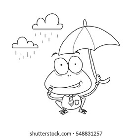 frog in the rain doodle