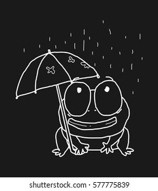 frog in the rain doodle