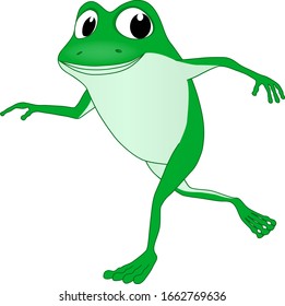 a frog ran happily playing with his friend