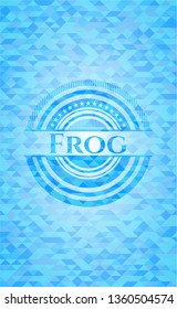 Frog realistic sky blue mosaic emblem