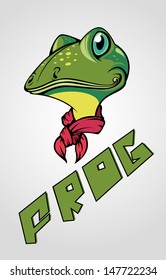 Frog in a red tie. Illustration