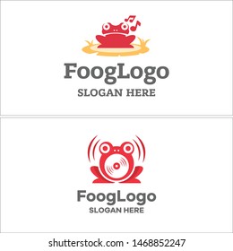 Frog red vibrate with icon note musical design vector illustration suitable for animal company business