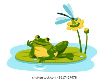 Vector Cartoon Happy Frog Wheeling Pram Stock Vector (Royalty Free ...