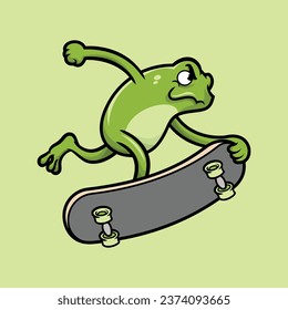 Frog Ride Skateboard Vector