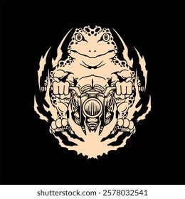 frog rider tattoo vector design