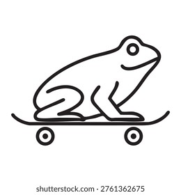 A frog riding skateboard