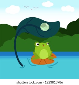 frog in the river vector eps10
