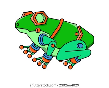 Frog robot illustration with bright colour.