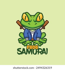 Frosch Samurai Cartoon Maskottchen Logo