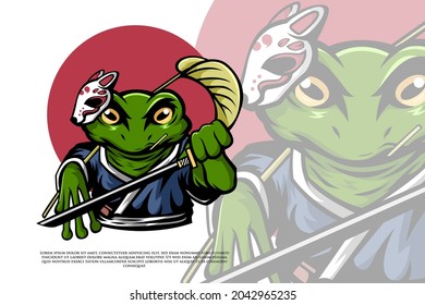 Frog Samurai Illustration in Japanese Style