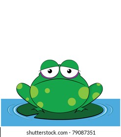 Frog Sat On A Lilly Pad With Copy Space