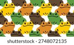 frog seamless pattern cartoon Spade toad bullfrog vector character doodle gift wrapping paper tile backgroud repeat wallpaper scarf isolated illustration design