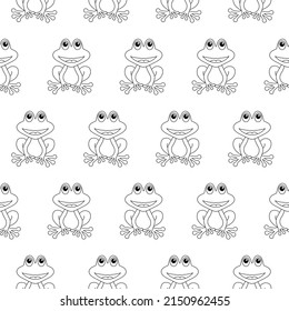 Patrón sin soldadura de rana. Contemplar ranas sobre un fondo blanco. Vector.