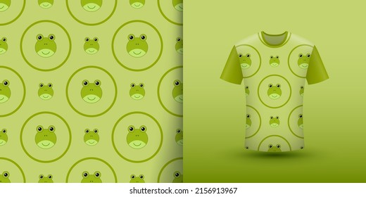 Frog seamless pattern with shirt