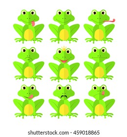 frog set of Flat style on white background vector isolated EPS 10.