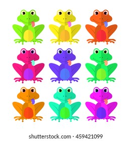 frog set of Flat style on white background vector isolated EPS 10.
