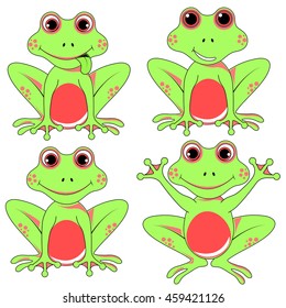 frog set on white background vector isolated EPS 10.