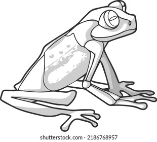 Frog in shades of gray vector drawing made by hand in one line for coloring books and for illustrations