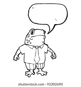 frog in shirt and tie cartoon with speech bubble