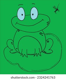 Frog sign illustration image. 
Hand drawn image artwork of a frog. 
Simple cute original logo.
Hand drawn vector illustration for posters, cards, t-shirts.