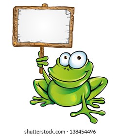 frog with signboard