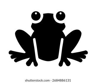 Frog silhouette, black frog vector illustration, isolated icon on white background	