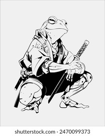 Frog silhouette design in Japanese style