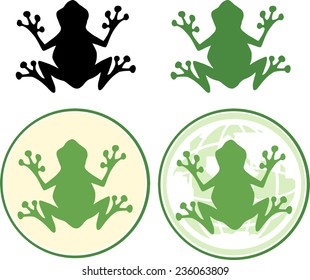 Frog Silhouette Design. Vector Collection Set