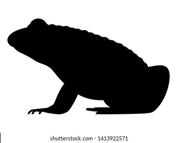 Frog silhouette isolated on white. Toad logo icon, side view, profile. Vector illustration of a silhouette of a frog.