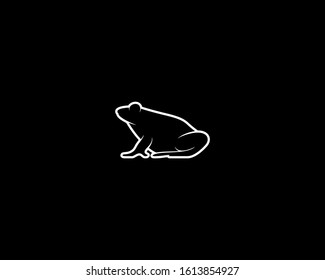 Frog Silhouette on Black Background. Isolated Vector Animal Template for Logo Company, Icon, Symbol etc