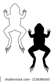 Frog silhouette. Frog on white background. Vector illustration.