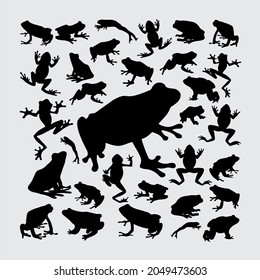 Froschsilhouette. Eine Reihe von Froschsilhouetten