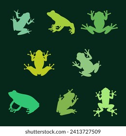 Frog Silhouette Set Vector Illustration