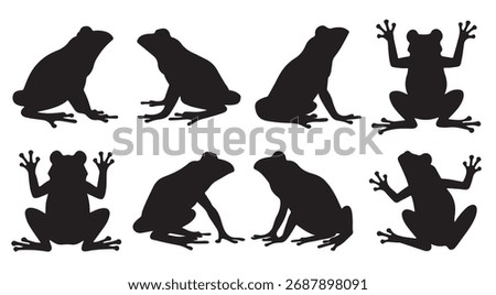 frog silhouette set vector illustration
