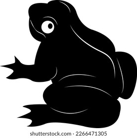 Frosch. Silhouette einer Kröte auf weißem Hintergrund. Toad. Design-Element.