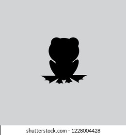 Frog silhouette vector illustration on gray background