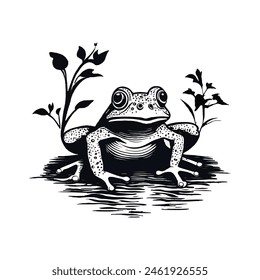 Frog Silhouette vector stock  illustration. 