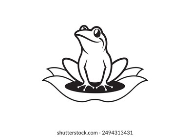 Silueta De Rana Estilo De Vector Con Fondo Blanco