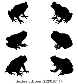 Frog silhouettes black color white background