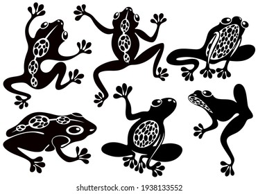 Frog silhouettes. Collection of vector frogs