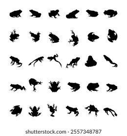 Frog silhouettes set on white background.