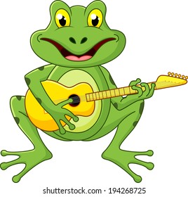 Frog singing with guitar