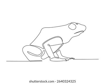 Frog single outline illustration. Continuous line art drawing of Exotic tree frog. Editable stroke.