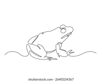 Frog single outline illustration. Continuous line art drawing of Exotic tree frog. Editable stroke.