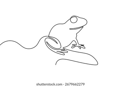 Frog sitting continuous one line drawing minimalist style isolate outline vector illustration