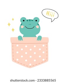 Frog Sitting Inside Pocket Vector Illustration