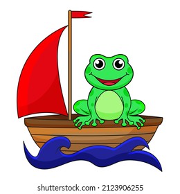 a frog is sitting on a boat 